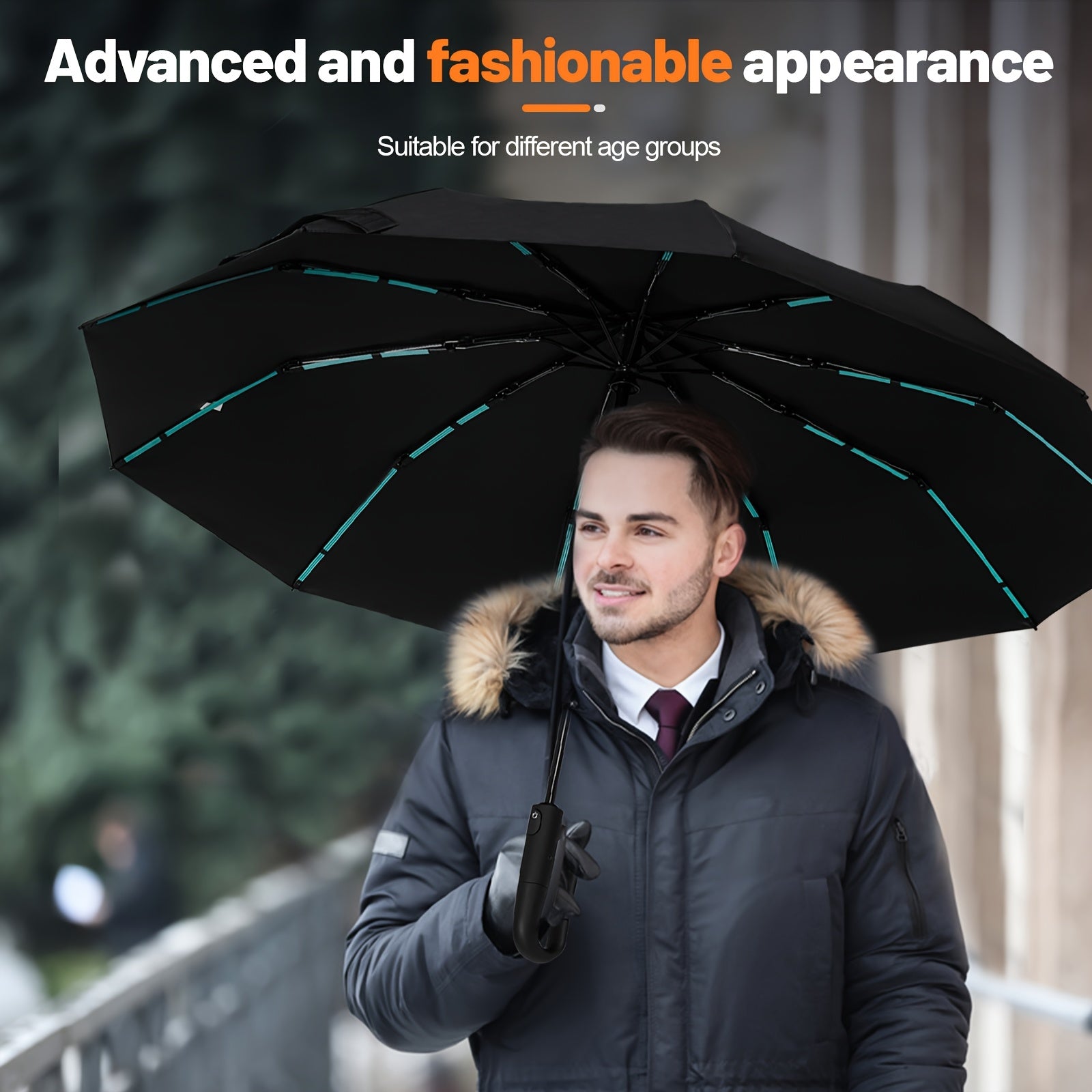 Automatic Umbrella with 10-Rib Windproof