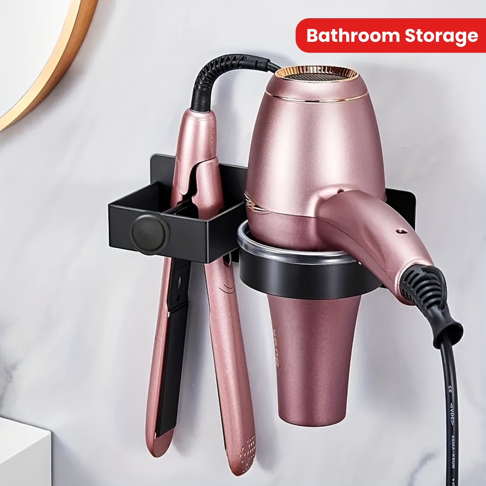 Wall-Mounted Hair Styling Tool Organizer